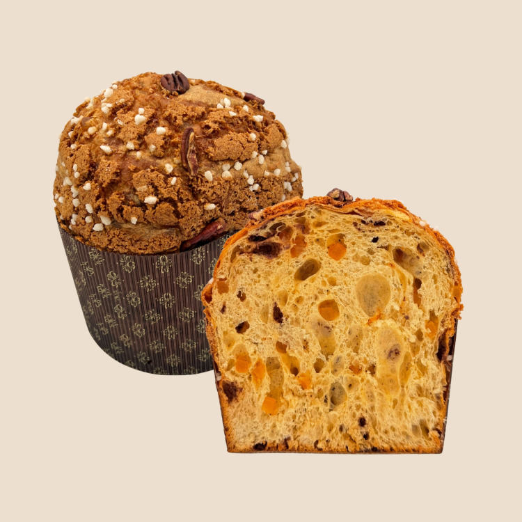Panettone Gianduja, poires confites, vanille de Madagascar